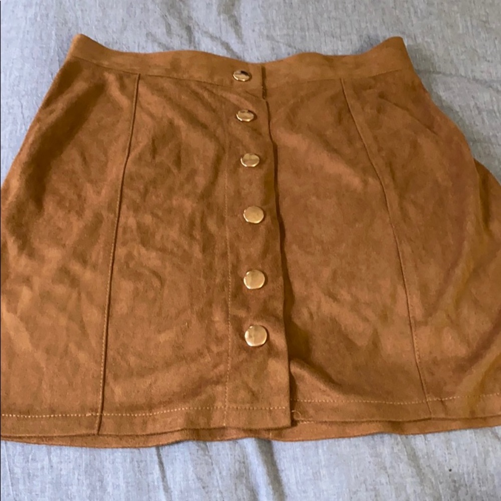 SHEIN Suede button front brown skirt sz S